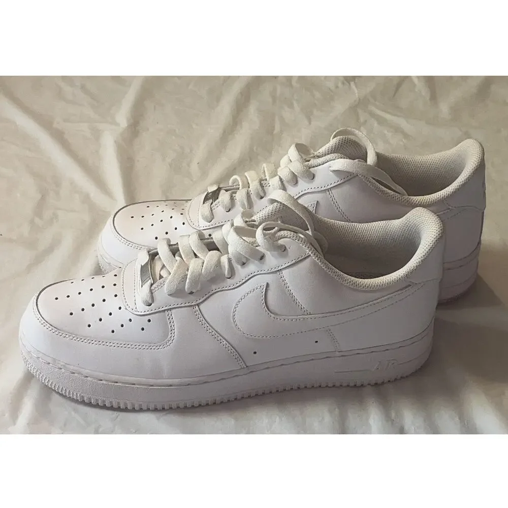 Nike Air Force 1 '07 Low Triple White Sneakers CW2288-111 Men White Leather 10.5 - Picture 2 of 10
